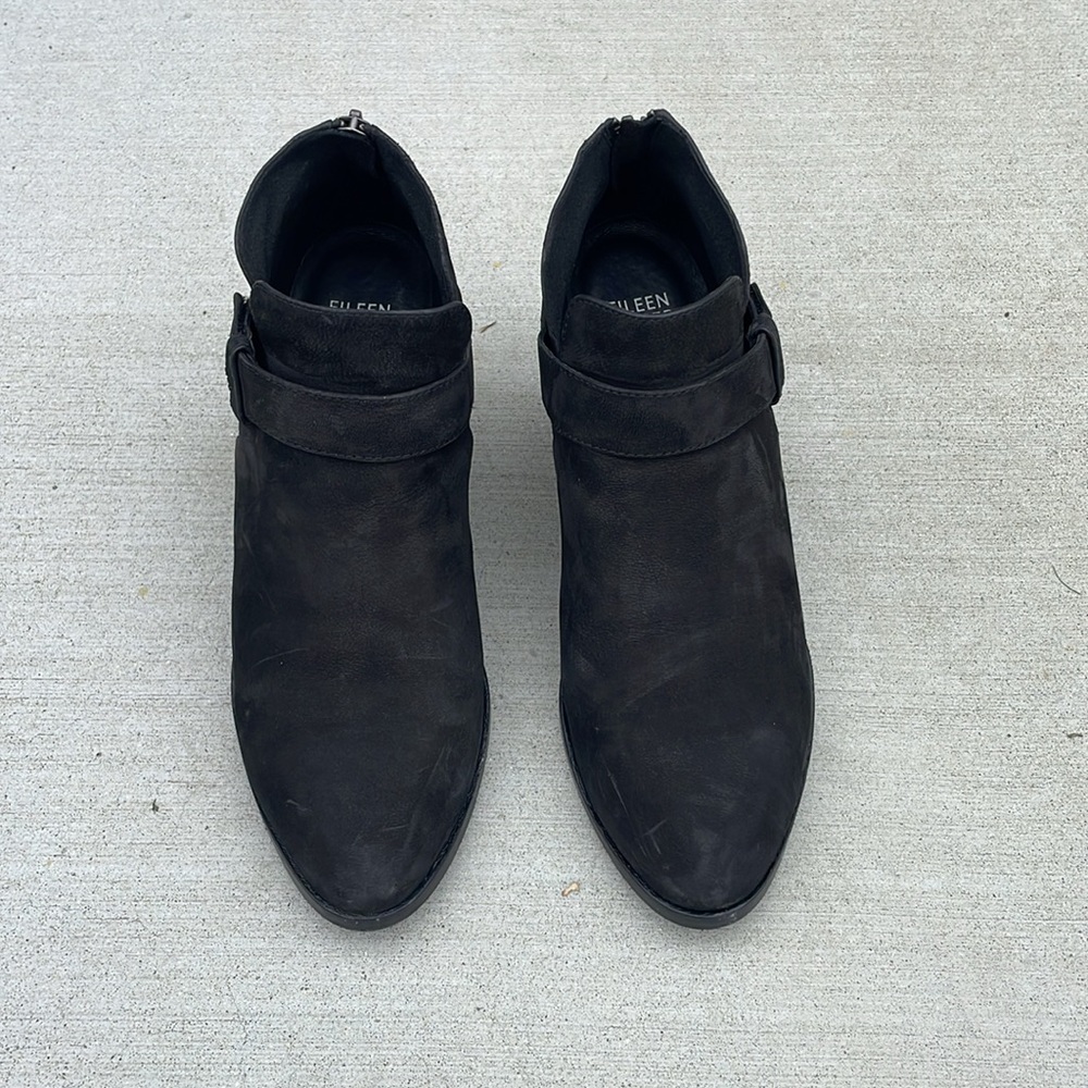 Eileen Fisher Black Ankle Booties with Zipper, 8
